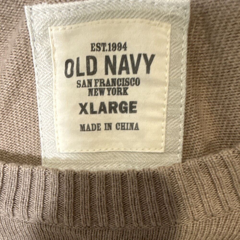 Old Navy Men's Sz XL Brown Knit Crewneck Sweater Cotton/Cashmere Classic Preppy - Picture 2 of 8